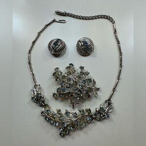 Vintage brooch, clip-on earrings, and necklace set
